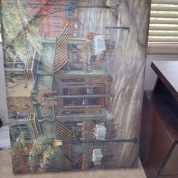 Nice Big Picture Of A Cafe On Canvas  
