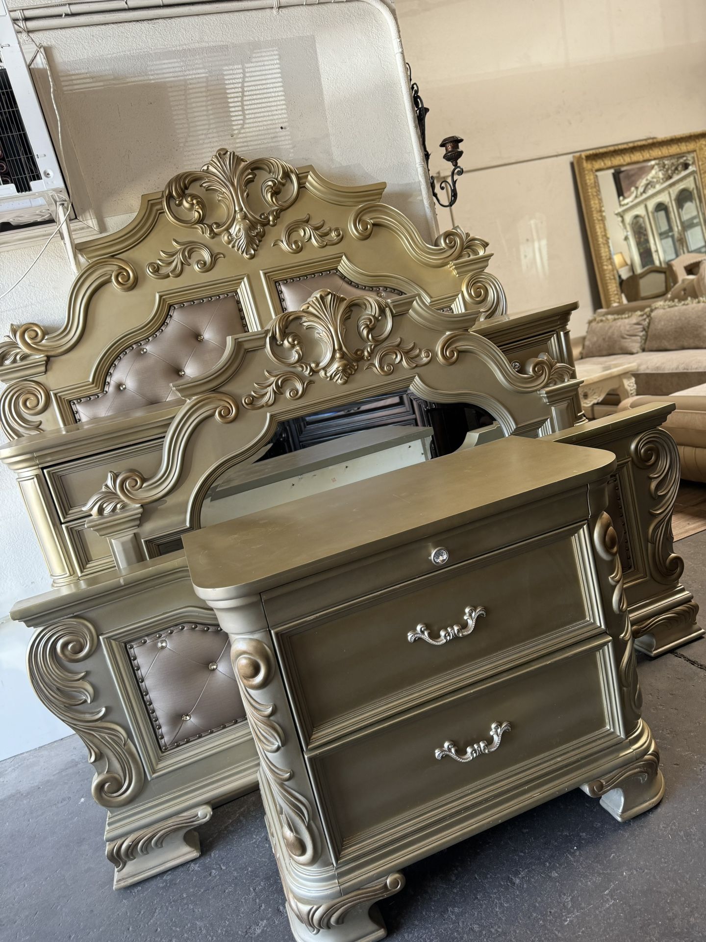 Gold Queen Bed Set