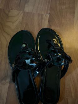 Tory burch sandals black patent leather
