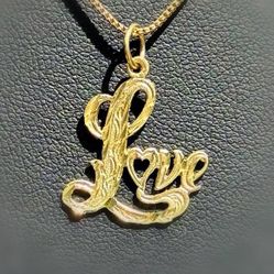 14k solid yellow gold love Pendant charm