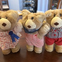Set 3 Vintage Furskins Bears 1986