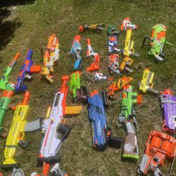 Large Lot Of NERF Guns With Ammo