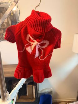 Bowknot Dog Sweater Dress for Small Dogs Girl, Stretchy Pet Clothes Fall Winter Warm Pet Sweater, With Leash Hole, Cute Bowknot, Stretchy, Turtleneck,