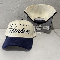MLB New Era New York Yankees Off White Blue 9forty A Frame SnapBack Hats 