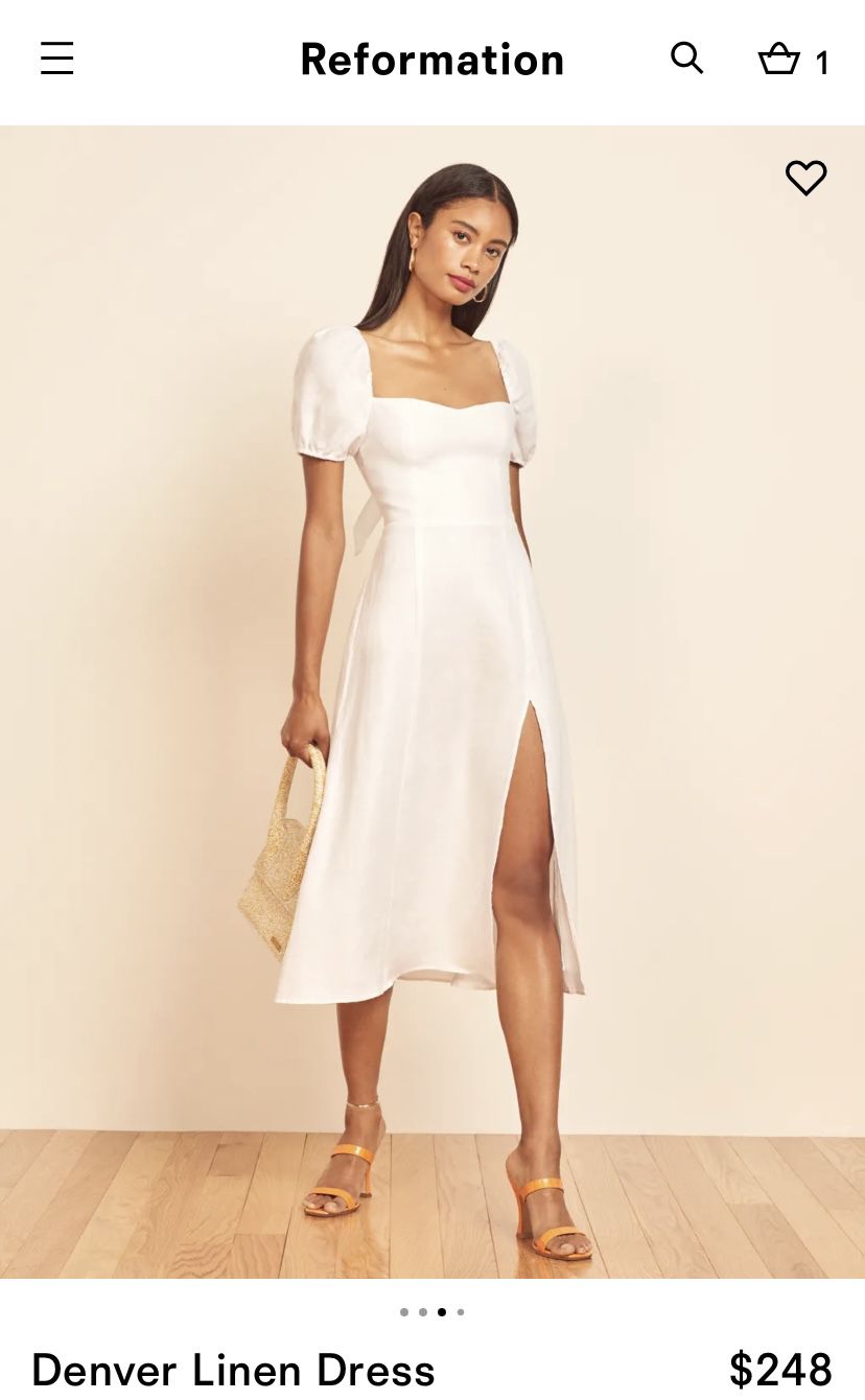 Reformation Denver Linen Dress White/ Size 12