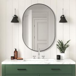 (New in Box)
ANDY STAR Black Oval Mirror, 24x36 Oval Black Mirror in Stainless Steel Metal Frame for Bathroom, Entryway, Living Room, Contemporary 1" 