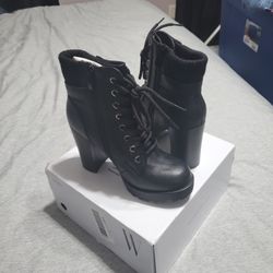 Black Chunky Heel Boots