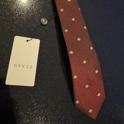 Red Gucci Bees Pattern 100% Silk Tie