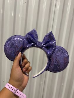 Handmade oversized purple sequin ears