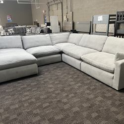 Velvet Grey Cloud Feather Sectional