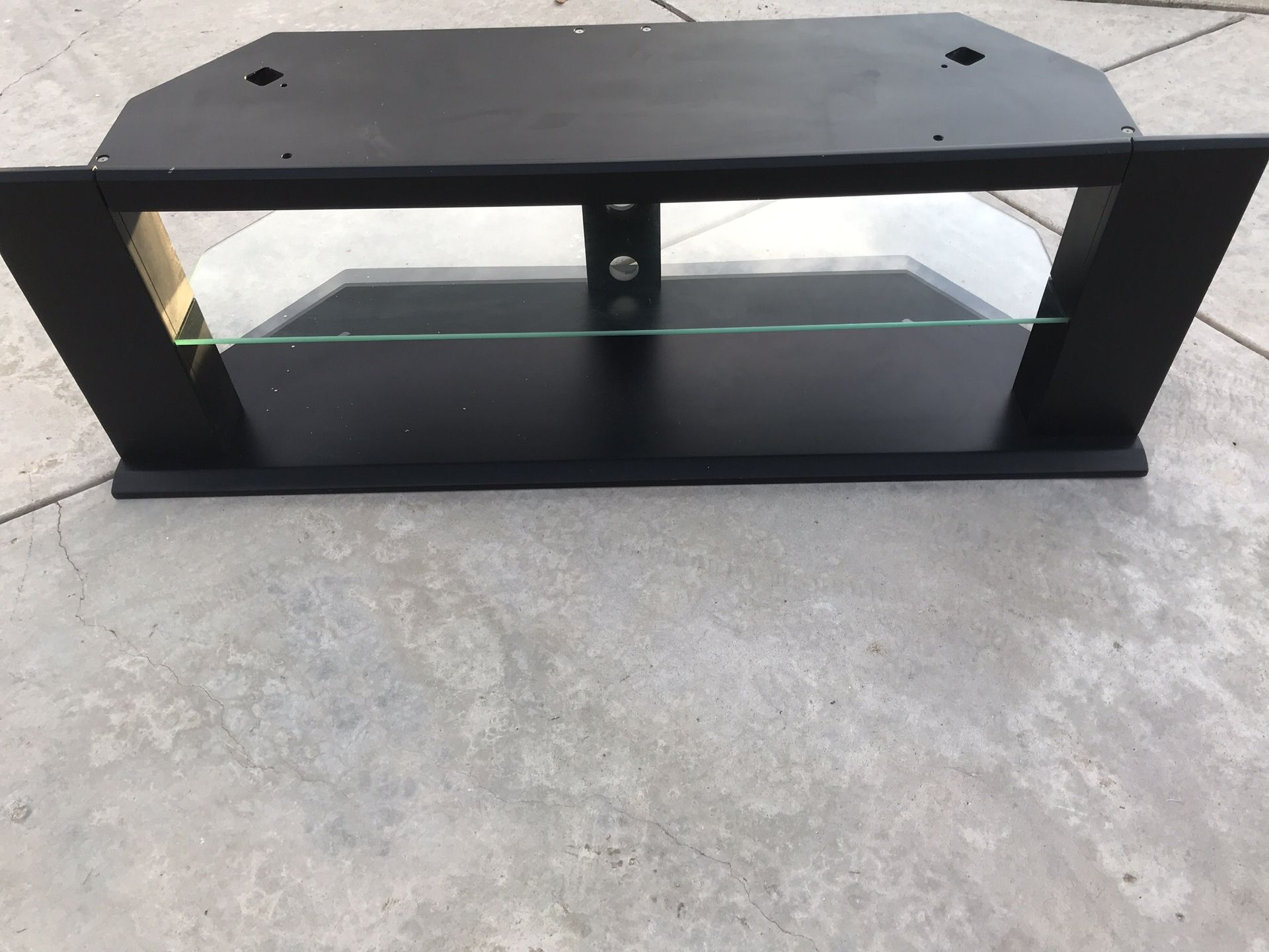 Black TV Stand with Glass Shelf