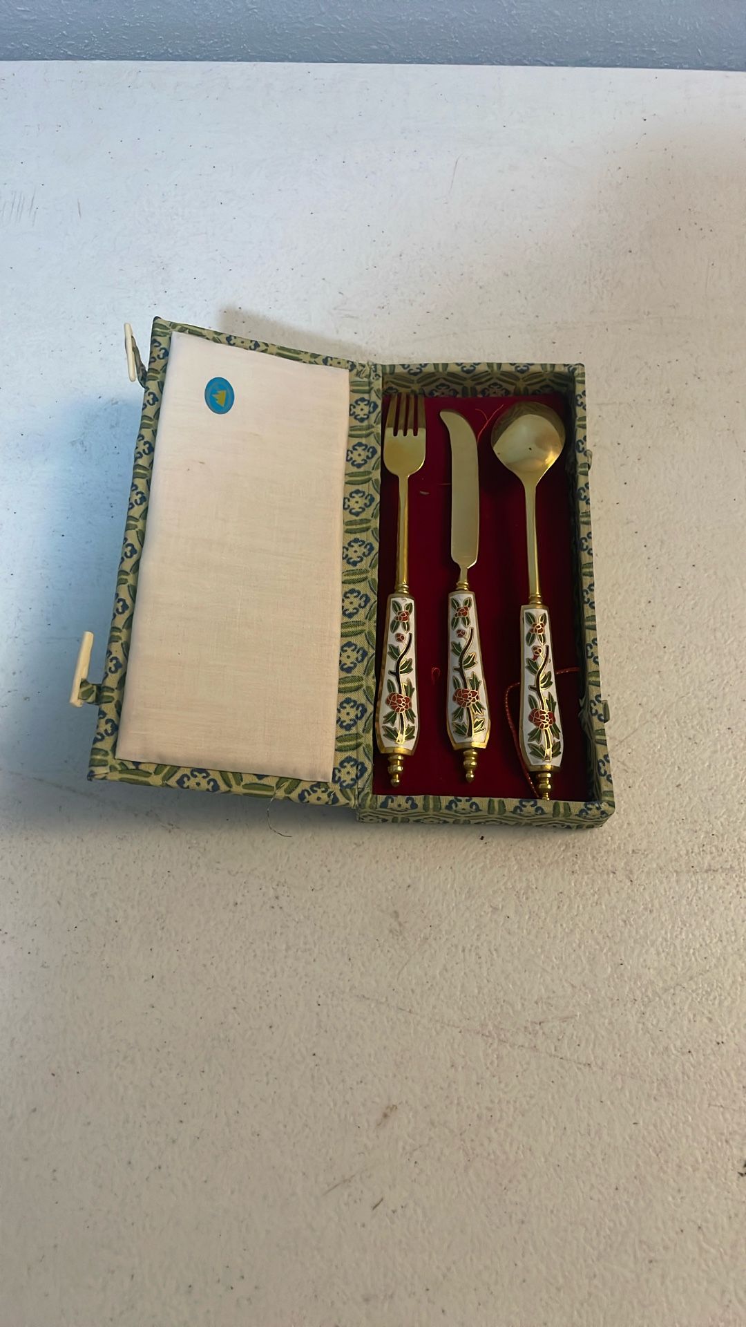 Vintage Asian Cloisonné Utensil Set,