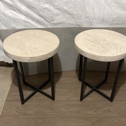 Travertine Side Tables 