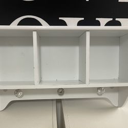 White Wooden hanging Storage Wall Rack Decorative Wall Shelf