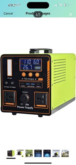 Brand new in box Portable outdoor camping power supply, 1115Wh backup power supply, output power 1200W, with pure sine wave 110V AC socket, suitable f