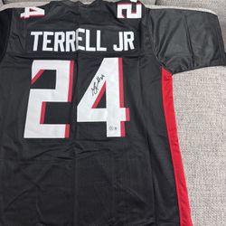 AJ Terrell Signed Autograph Custom Jersey - Beckett Coa - Atlanta Falcons