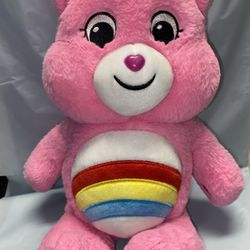 Care Bears Unlock The Magic Pink Rainbow Cheer Bear 12” Plush