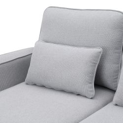 [VIDEO provided] [New] 104 4-Seater Modern Linen Fabric Sofa with Armrest Pockets and 4 Pillows,Minimalist Style Couch for Living Room, Apartment, Off