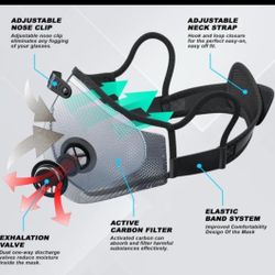 BASE CAMP Protective Mask Medium Black, Active Carbon Filter, 2 Pack