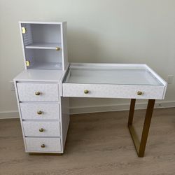 Impressions Vanity Hello Kitty Slaystation Duet Gold Vanity Desk