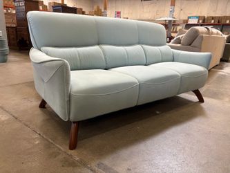 FIRAASH Contemporary Sky Blue Microplush Sofa with Lumbar Support Cushions