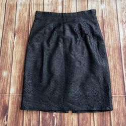 Cedars Vintage Women’s Textured Black Genuine Leather Pencil Skirt Lined Size 6