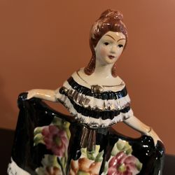 Vintage Unique Figurine Lady Wearing Mexican Folklorico or Flamenco-style Dress