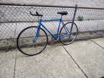 Metallic blue fixed gear single speed w/ bullhorn