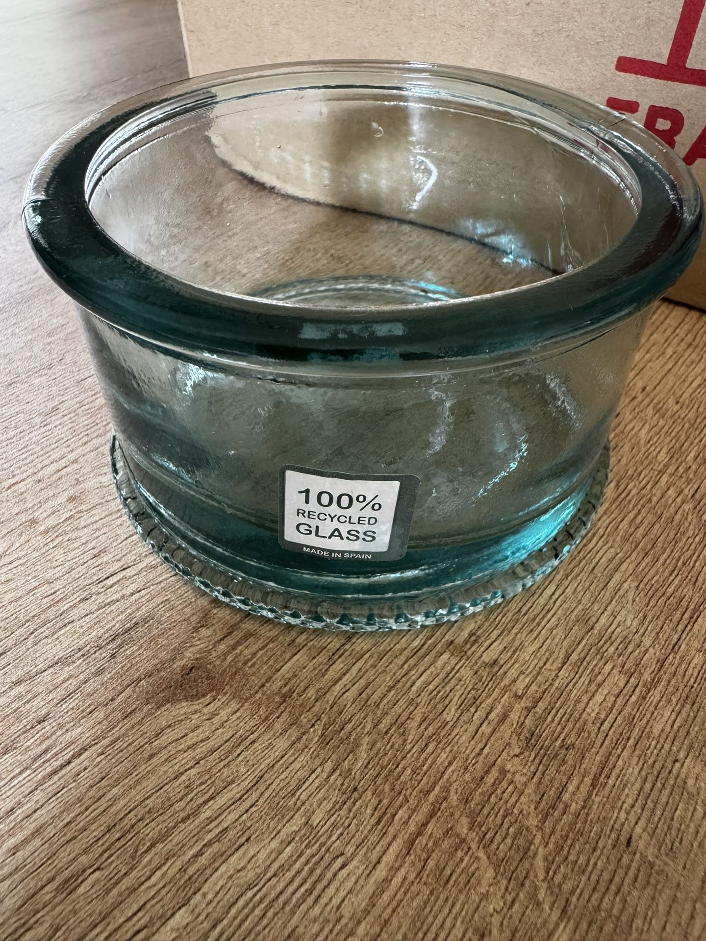 Set Of 3: 10 oz Flat Round Candle Recycled Glass Jar