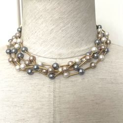 Avon Faux Pearl Multi Strand Necklace 