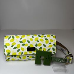 Kate Spade Leather Fap Top Belt Bag Lemon Print Fanny Pack  Sz S/M