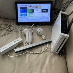 Wii With All Cords , Controller And A Game Shrek 