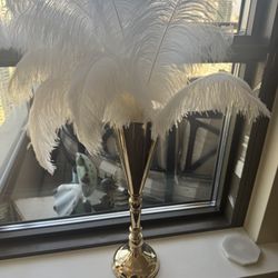 Gold Vases With Ostrich Feathers