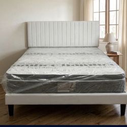New Queen Size Bed Frame  + Queen Mattress + Box Spring + Delivery 