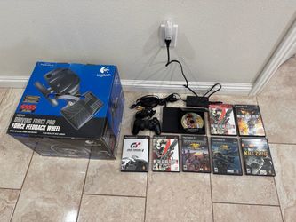 PlayStation 2 Console Bundle with Games and Steering Wheel
