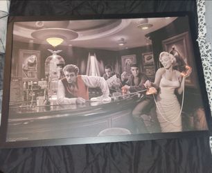 Black and white framed features Marilyn Monroe, James Dean and Elvis Presley