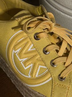 Michael Kors Poppy Espadrille Lace-Up Canvas Sneaker Cream/Yellow NIB