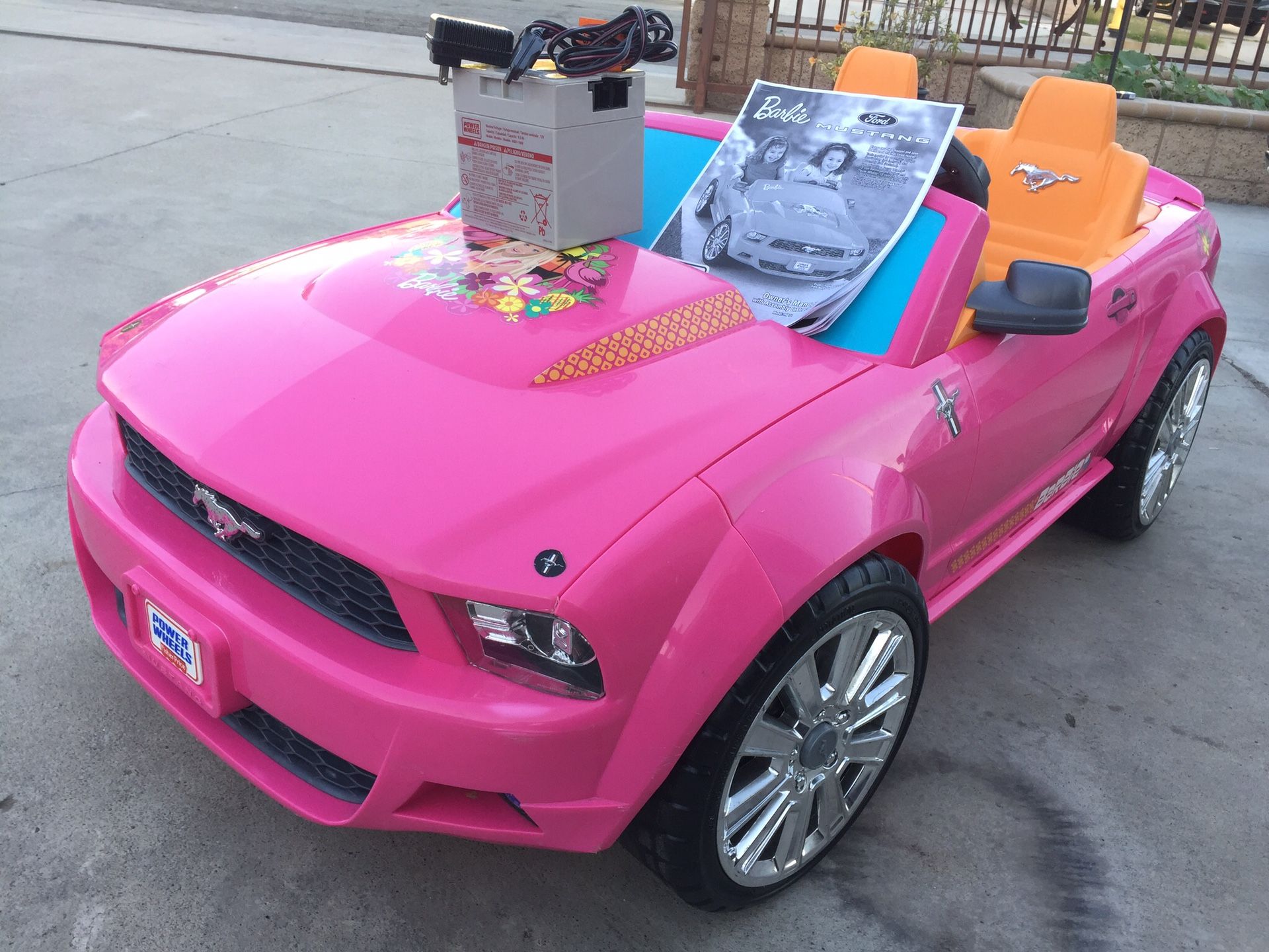 Barbie Mustang Car 12volt electric kids ride on cars power wheels