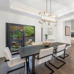 90” Modern Wood And Aluminum Dining table 