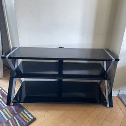 Black Three Level Glass Top TV Stands
