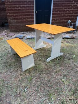 Wood Table and Bench Set