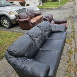 FREE!!! Leather 2 Couches 1 Matching Chair