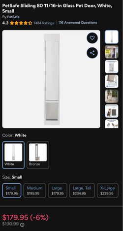 Aluminum  PetSafe Sliding 80 11/16-in Glass Pet Door, Small