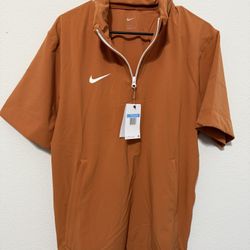 Nike Coaches 1/4 Zip Hooded Short Sleeve Jacket Desert Orange FJ9548-802 Medium
