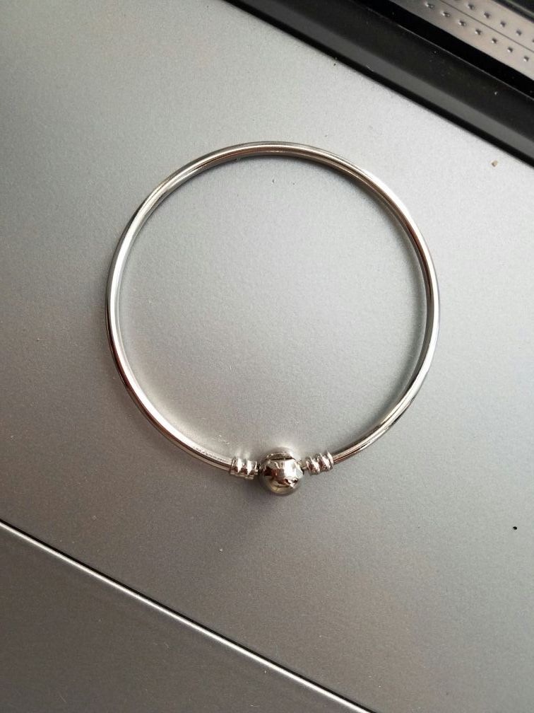 Modern bangle bracelets, fits pandora charms, silver, simple,