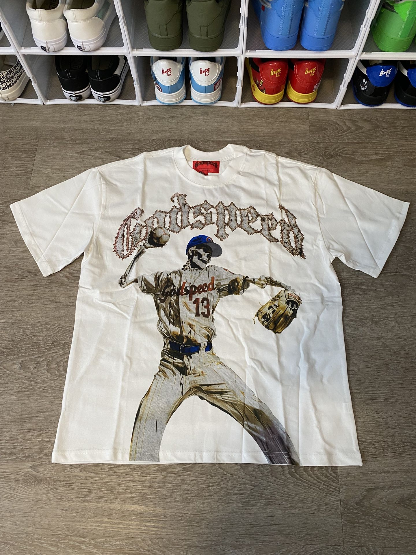 Godspeed Shirt Baseball White Size Large