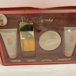 White Shoulders 4 Piece Gift Set – New In Box Cologne Spray Lotion Powder Body Wash