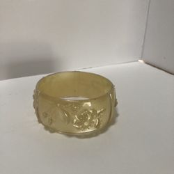 Lucite Clear Yellow Tone Thick bracelet 