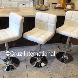 New 3 White Bar Stools 