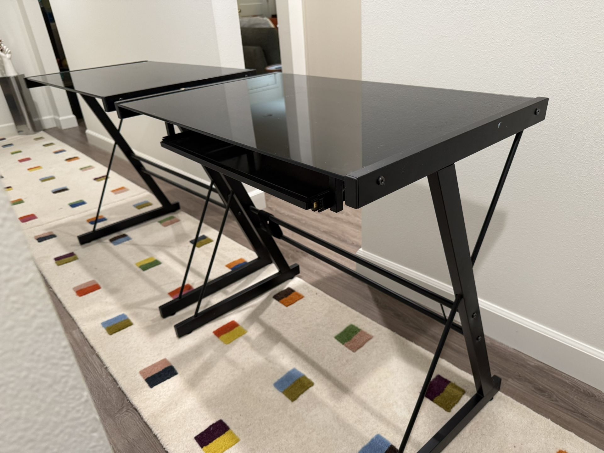 FREE: 2 Black Glass Tables 